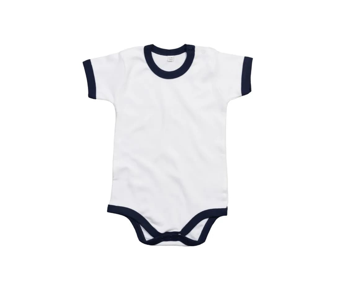 Baby Ringer Bodysuit – Blanc / Marine