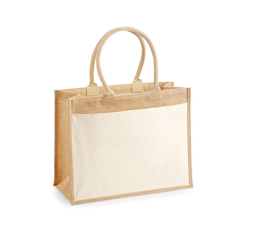 Cotton Pocket Jute Shopper – Naturel