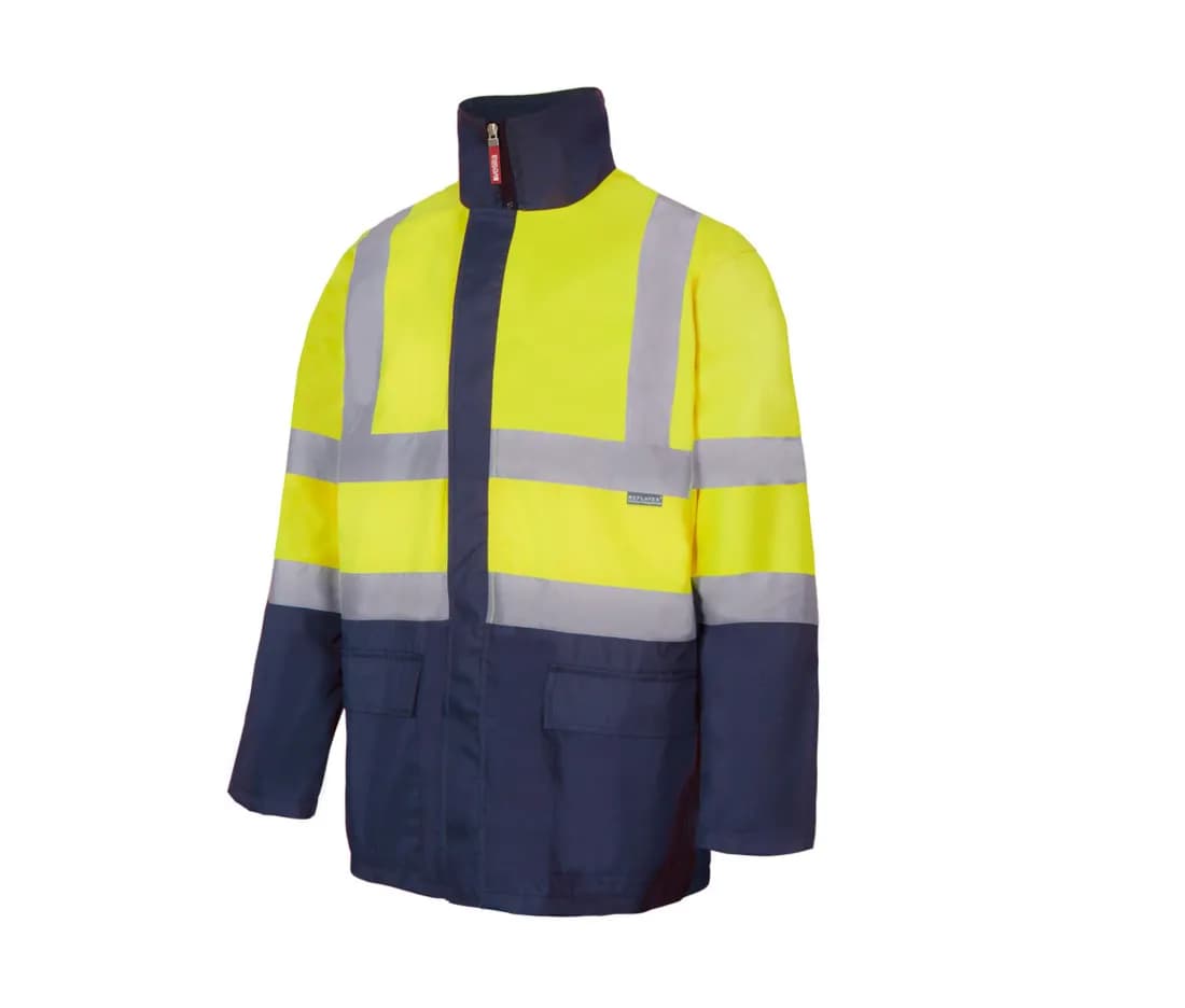 4-In-1 Two-Tone High Visibility Parka – Warngelb / Marine