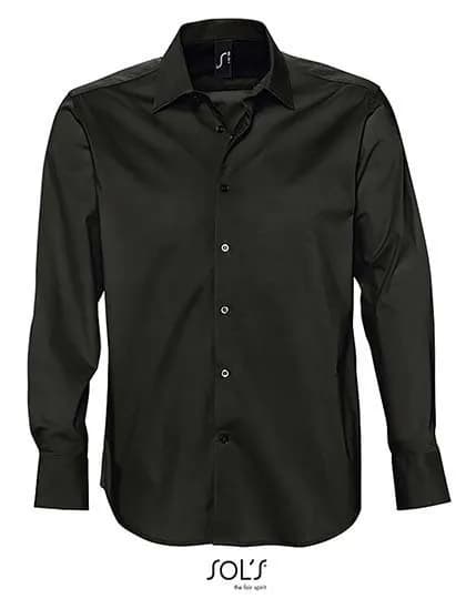 Men’s Stretch-Shirt Brighton Long Sleeve – Schwarz