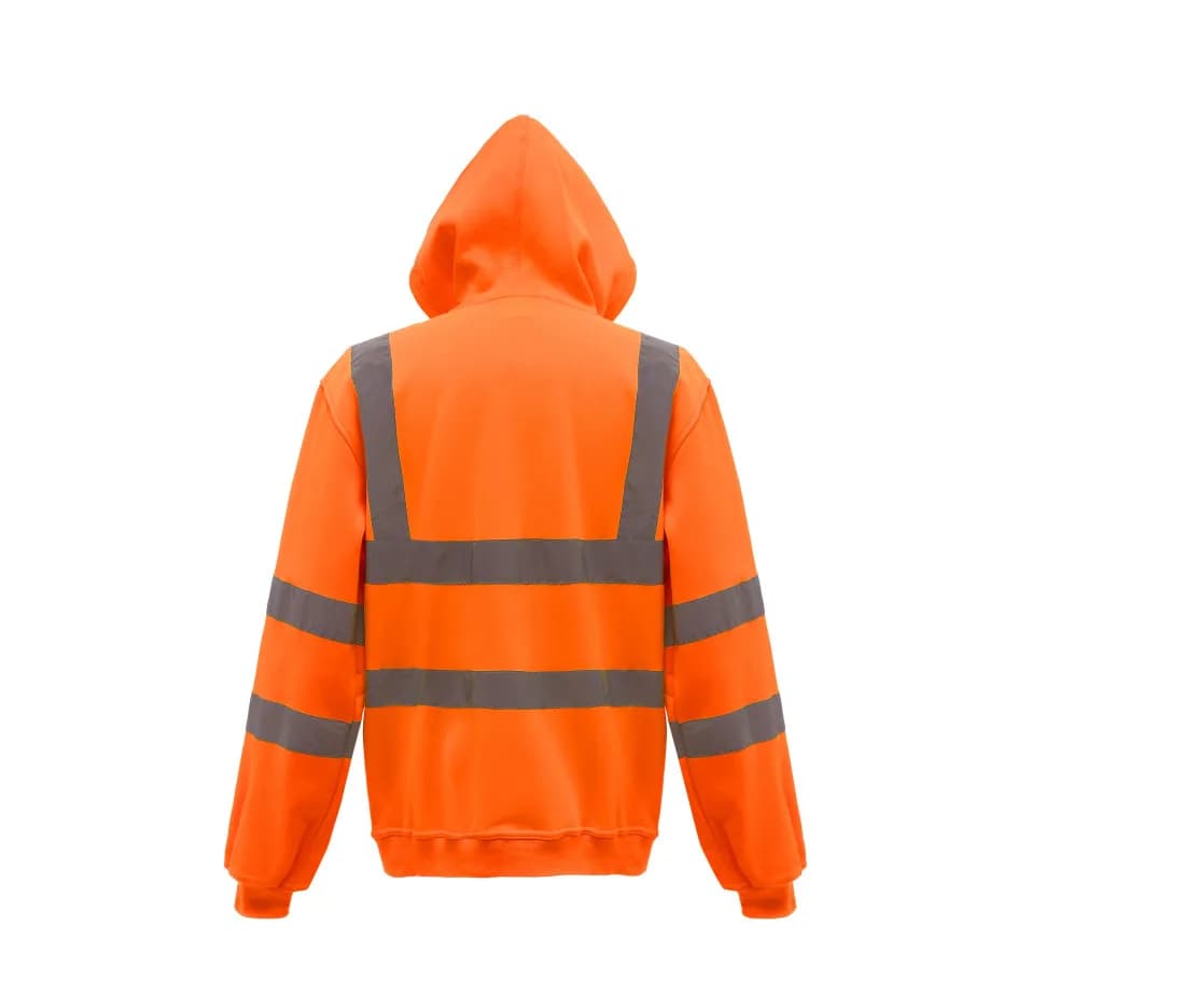 Hi-Vis Zip Hoodie – Orange fluo – vue de dos