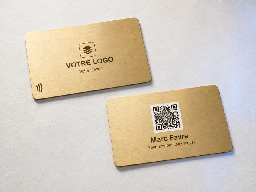 NFC-Visitenkarte Metall Gold, Vorder- und Rückseite