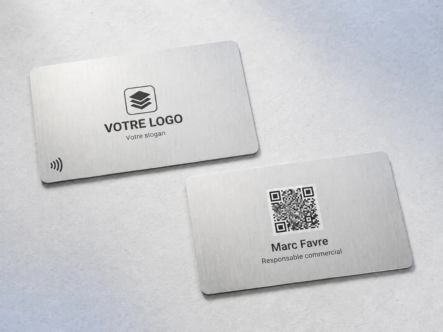 NFC-Visitenkarte Metall Graphit, Vorder- und Rückseite