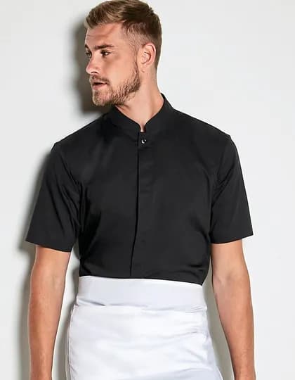 Men’s Tailored Fit Mandarin Collar Shirt Short Sleeve