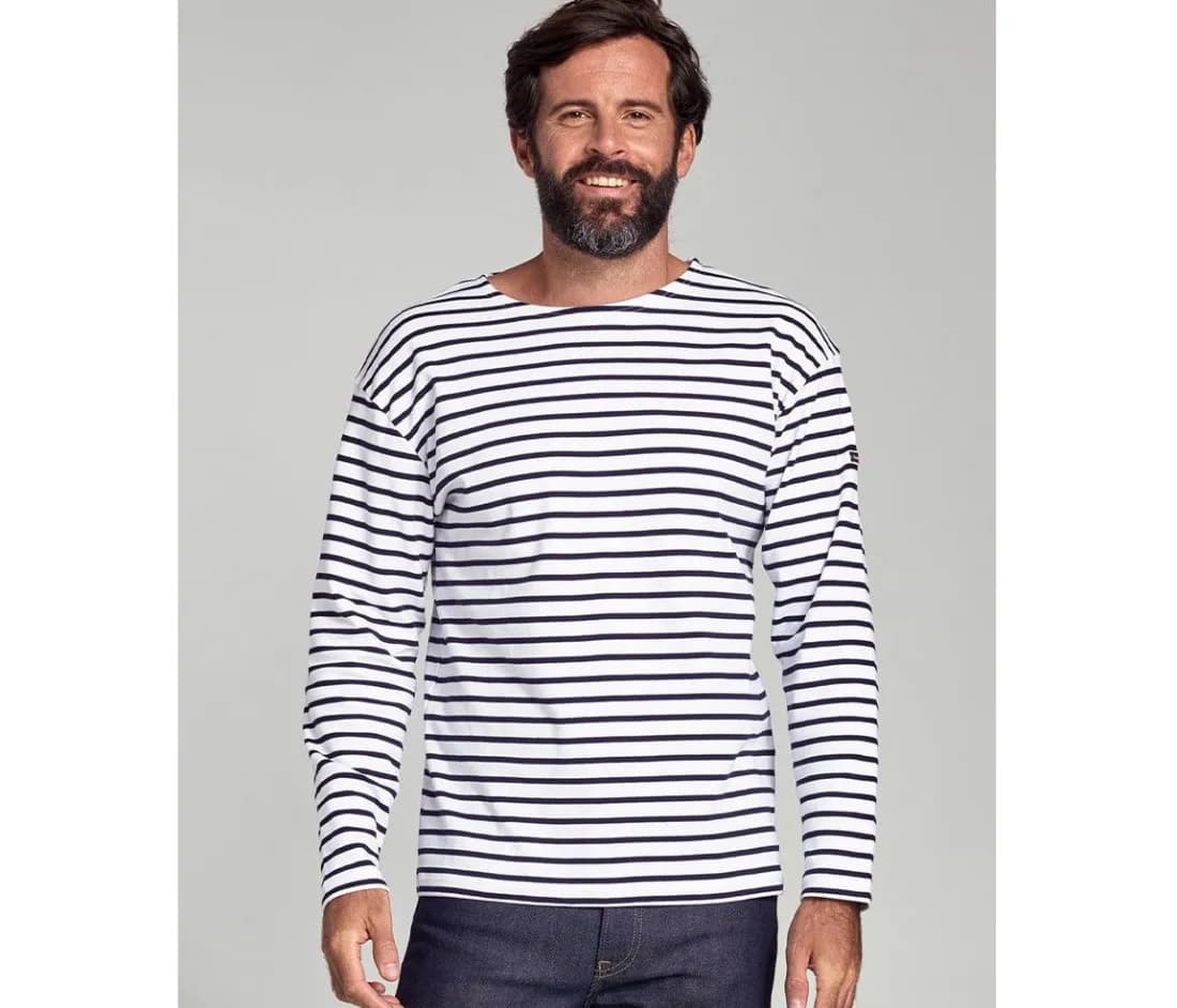 Shirt im Marine-Stil – Weiss / Marine