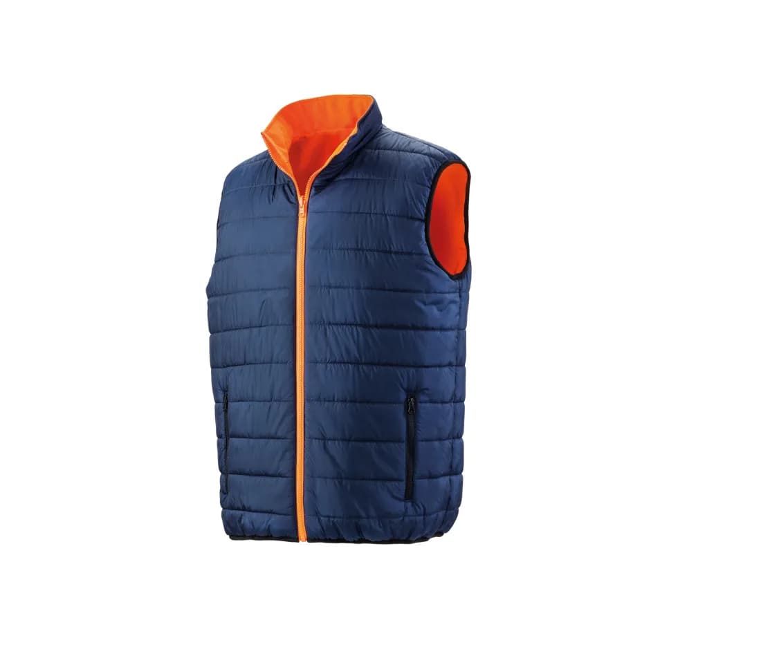 Bodywarmer haute visibilité matelassé réversible – Orange fluo / Marine
