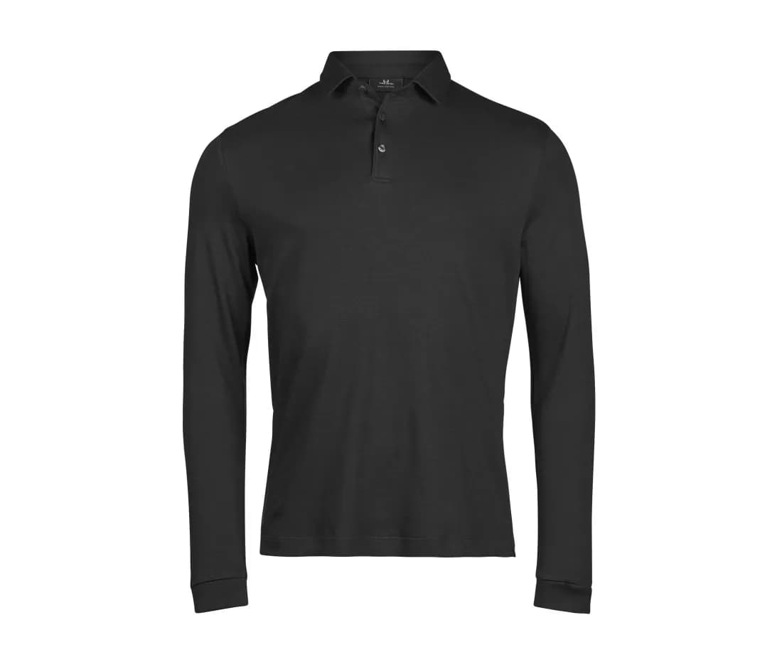 Pima Cotton Long Sleeve Polo – Noir