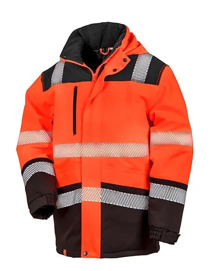 Printable Waterproof Softshell Safety Coat – Warnorange / Schwarz