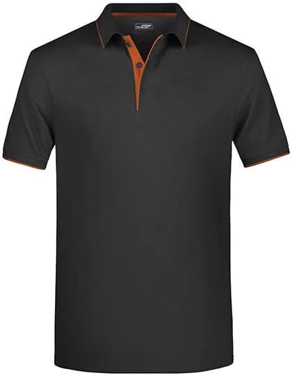 Men’s Polo Stripe – Schwarz / Orange