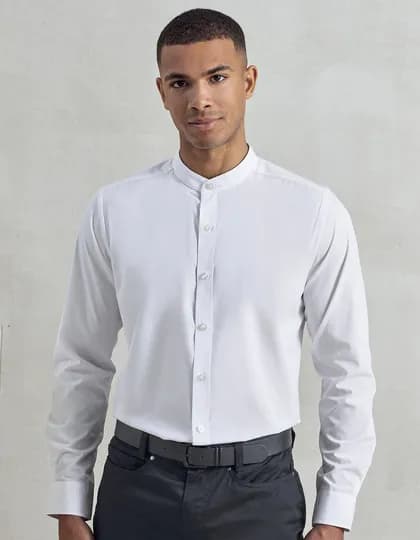 Men’s Banded Collar Grandad Long Sleeve Shirt