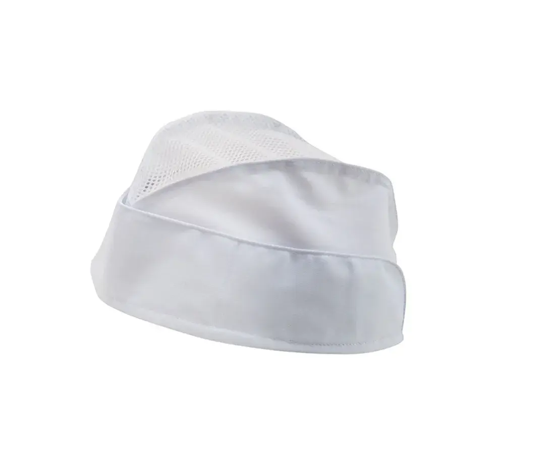 Schiffchenmütze mit Netzeinsatz – Weiss