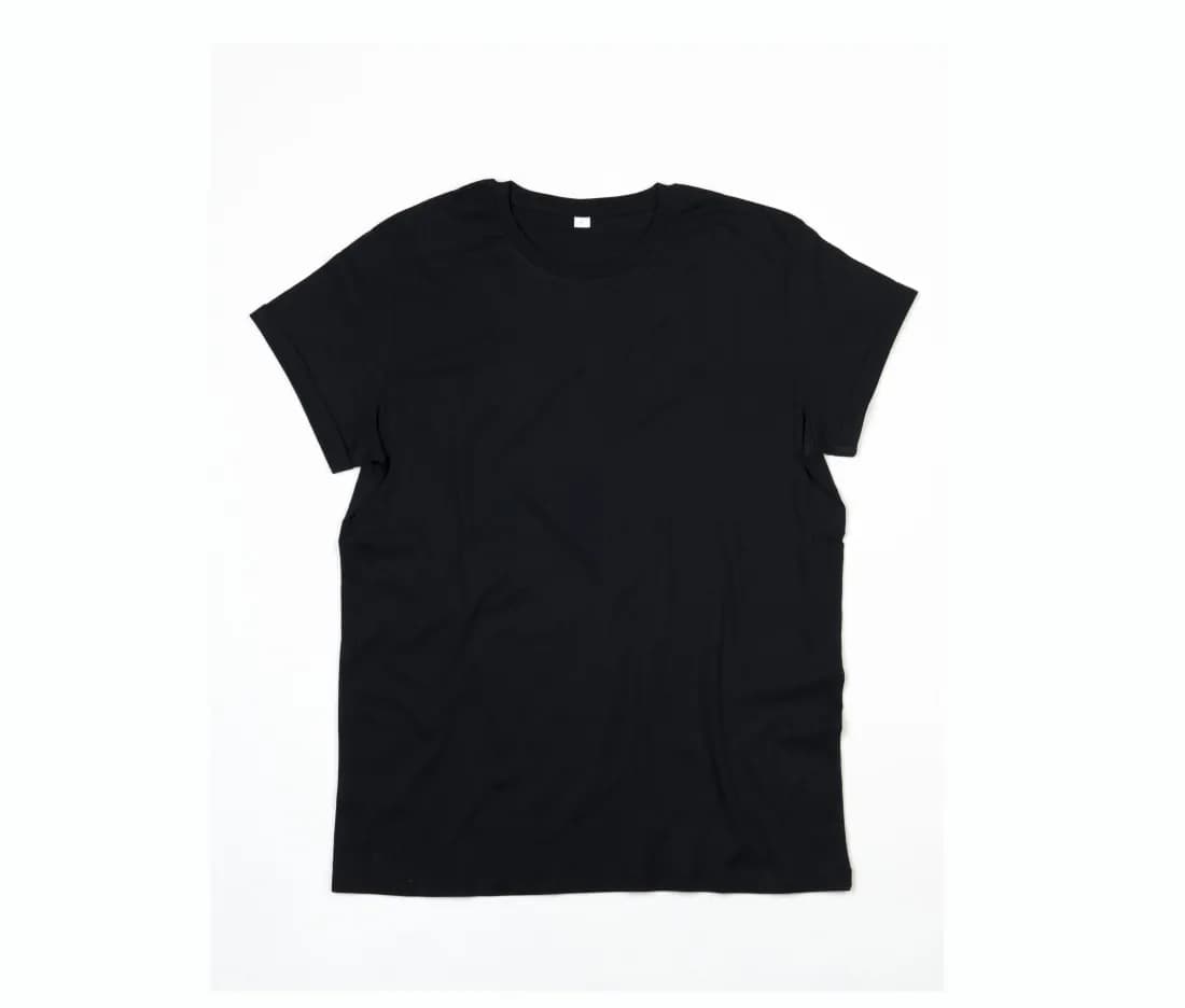 Herren T-Shirt mit Rollärmeln – Schwarz