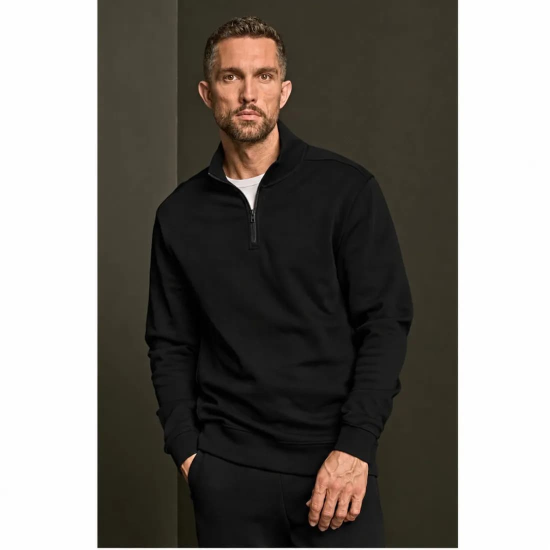 TEE JAYS Ribbed Interlock Half Zip