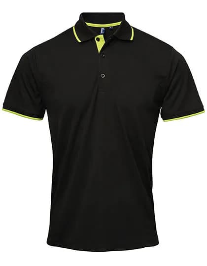 Men’s Contrast Coolchecker® Polo – Schwarz / Hellgrün