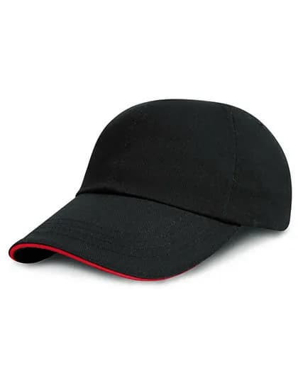 Heavy Brushed Cotton Cap – Noir / Rouge