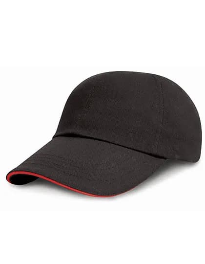 Junior Heavy Brushed Cotton Cap RC024JP – Schwarz / Rot