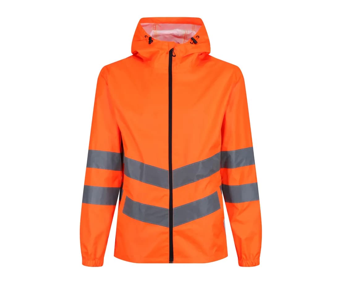 Wasserdichte Warnschutzjacke verstaubar – Orange