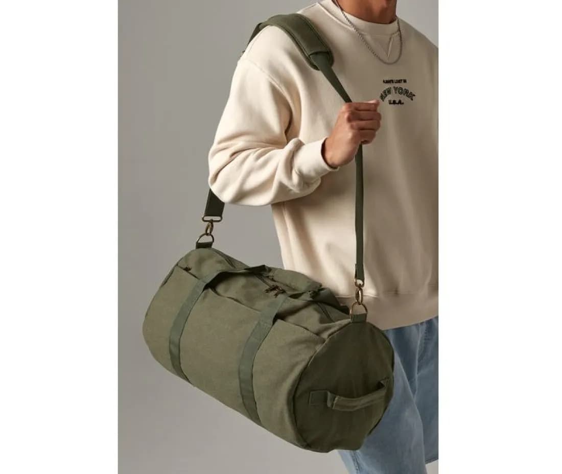 Vintage Canvas Barrel Bag
