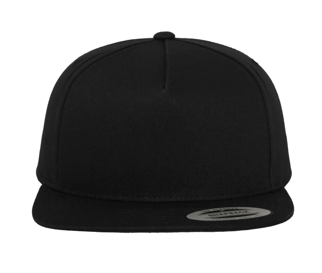 5-Panel Cotton Snapback Cap – Schwarz / Schwarz