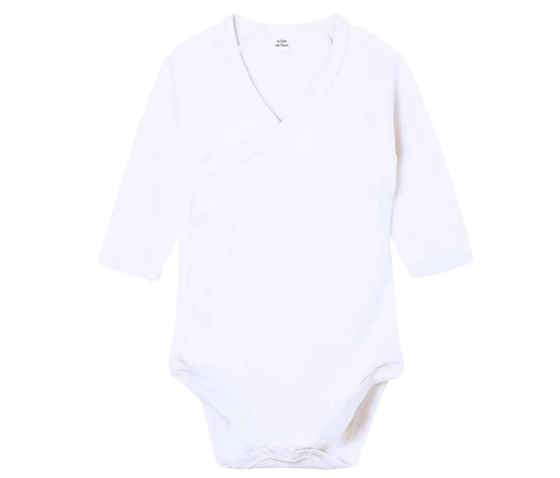 Baby Long Sleeve Kimono Bodysuit – Weiss