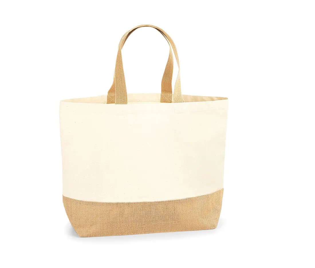Sac shopping XL en toile à fond en jute – Naturel