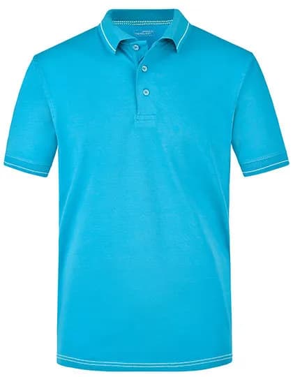 Men’s Elastic Polo – Turquoise / Blanc