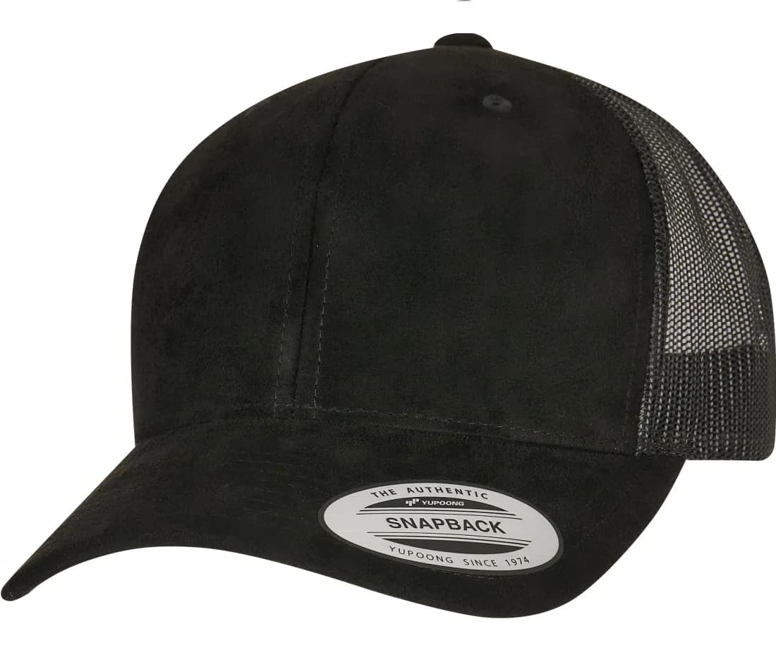 Suede Leather Trucker Cap – Schwarz