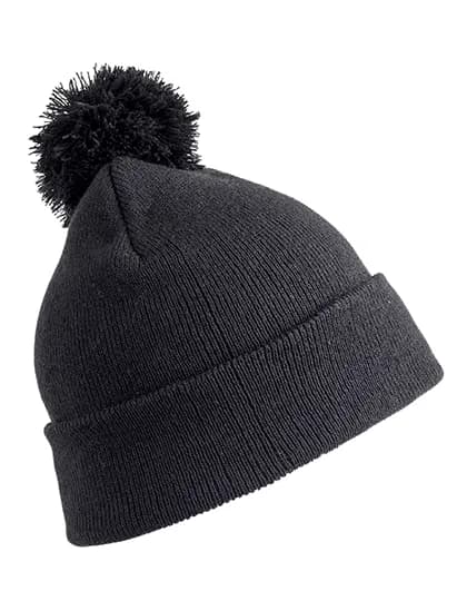 Junior Pom Pom Beanie – Schwarz