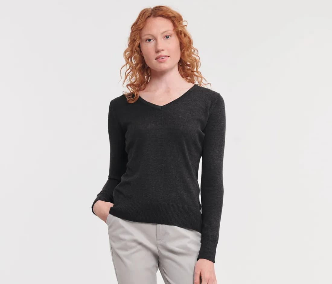 Ladies' V-Neck Knitted Pullover
