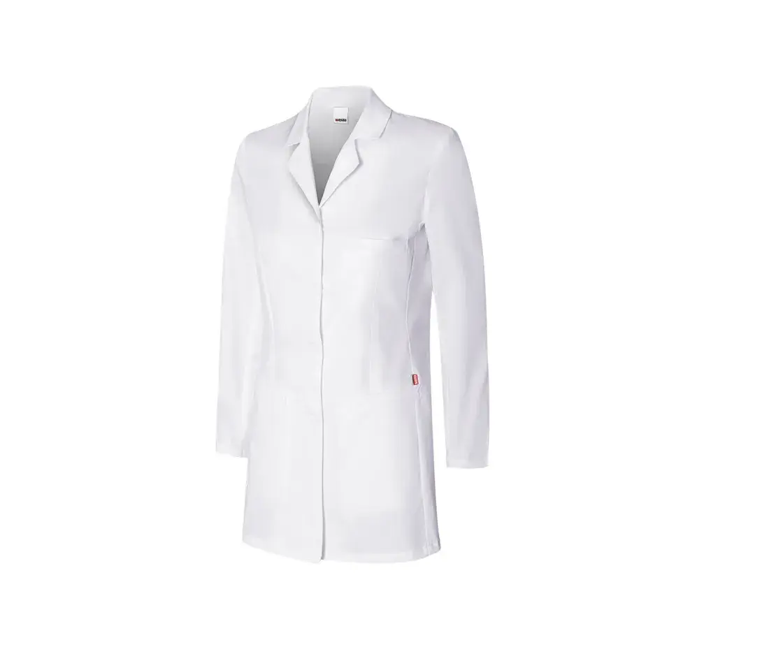 Damen kurzer Stretch-Kittel – Weiss