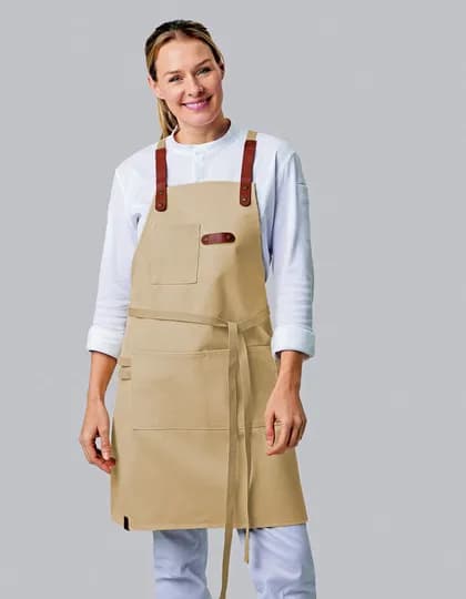 Bib Apron Canvas With Decorative Label