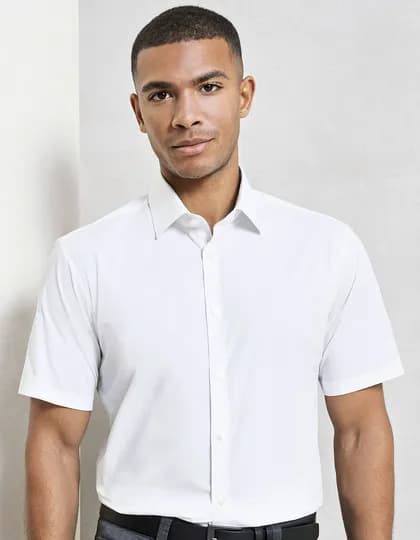 Men’s Stretch Fit Poplin Short Sleeve Cotton Shirt
