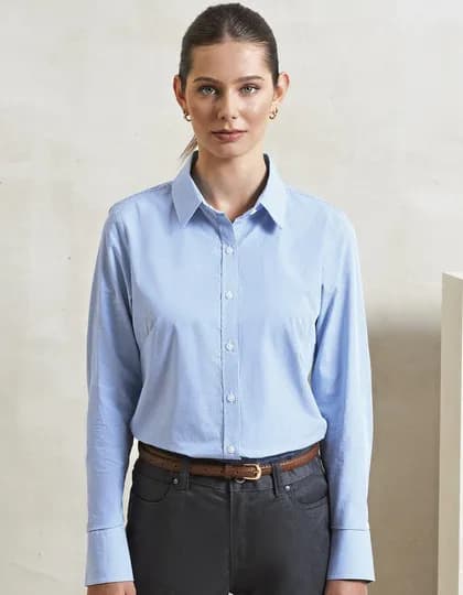 Women’s Microcheck (Gingham) Long Sleeve Cotton Shirt