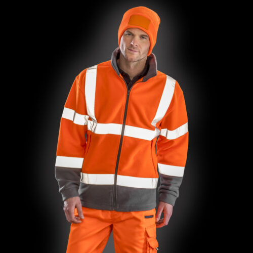 SAFETY MICROFLEECE – Warnschutz-Fleecejacke mit Reflexstreifen | RESULT