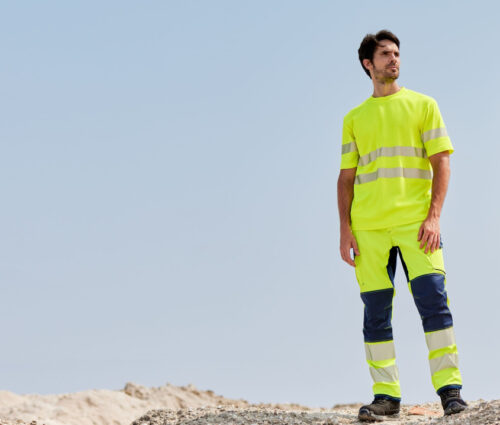 VELILLA V30310 Stretch-Arbeitshose mit Knieschutz & Reflexstreifen