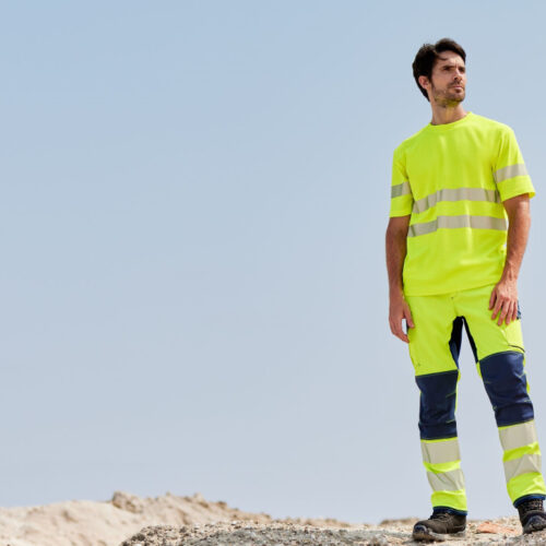 VELILLA V30310 Stretch-Arbeitshose mit Knieschutz & Reflexstreifen