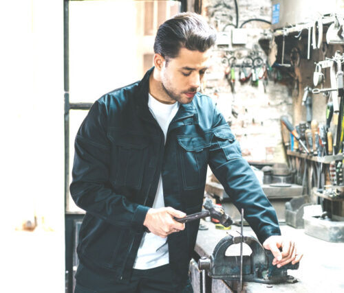 VELILLA V6002S Stretch-Arbeitsjacke – Multitaschenjacke mit Klett & Druckknöpfen