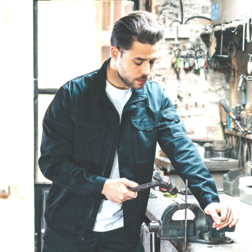VELILLA V6002S Stretch-Arbeitsjacke – Multitaschenjacke mit Klett & Druckknöpfen