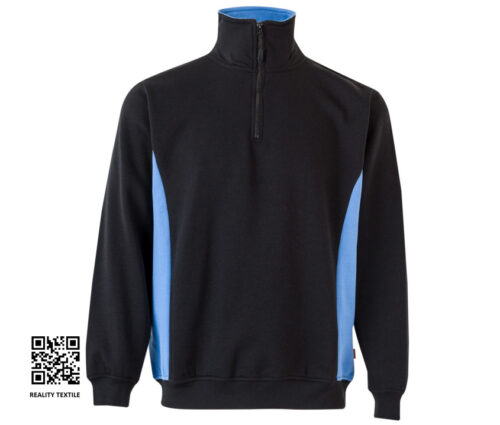 TWO-TONE HALF-ZIP SWEATSHIRT – Zweifarbiges Sweatshirt mit Halbreißverschluss | VELILLA V5704