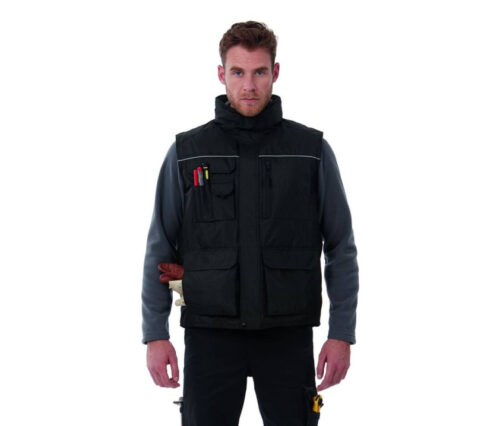 B&C EXPERT PRO Bodywarmer – Wasserabweisende Arbeitsweste mit 11 Funktionstaschen
