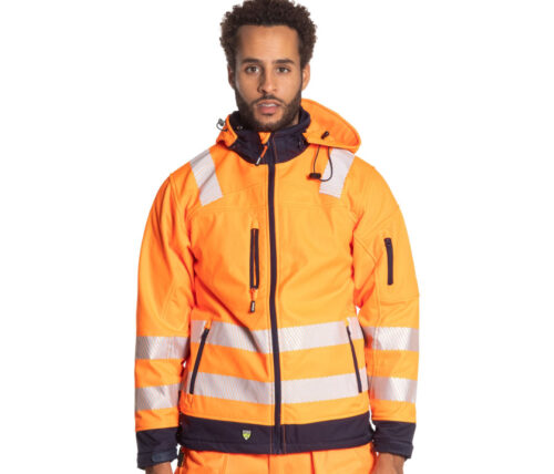 HEROCK® GREGOR Hi-Vis Softshelljacke – Atmungsaktive, wasserabweisende und winddichte Warnschutzjacke mit reflektierenden Streifen