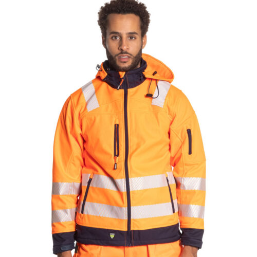 HEROCK® GREGOR Hi-Vis Softshelljacke – Atmungsaktive, wasserabweisende und winddichte Warnschutzjacke mit reflektierenden Streifen